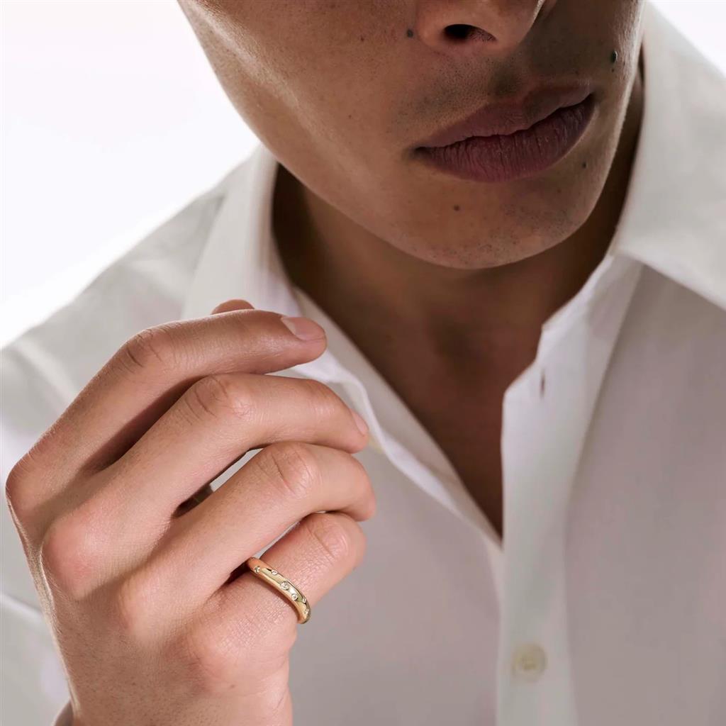 Slim Surf Ring – 14kt Yellow Gold with 0.11ct Scattered Diamonds RGGX9011182DIX7