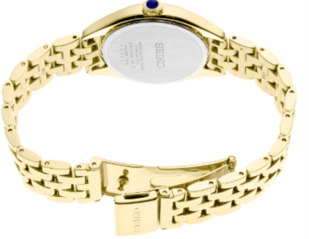 Seiko Essentials Yellow Stainless Steel White Arabic Dial Watch – Ref. SUR3944