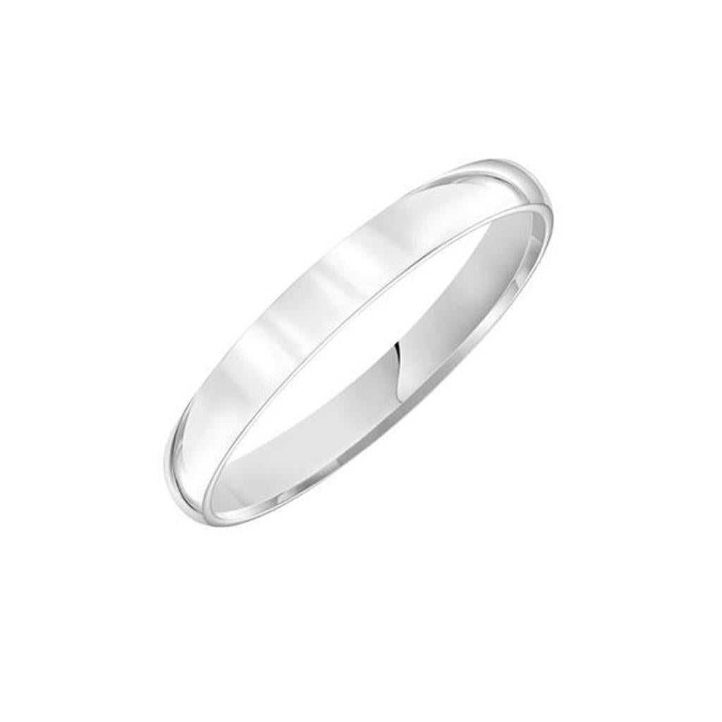14Kt White Gold 3mm Low Dome Comfort Fit Band