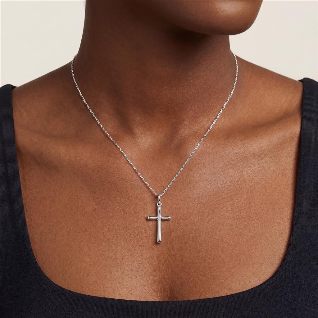 Sterling Silver 16x31mm Cross Pendant