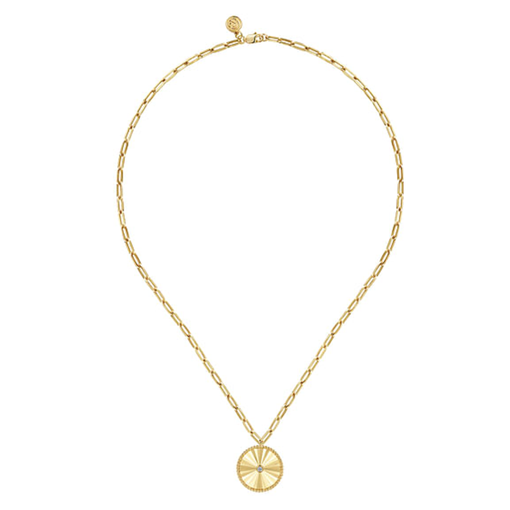 14KT Yellow Gold Medallion Chain Necklace - back side view