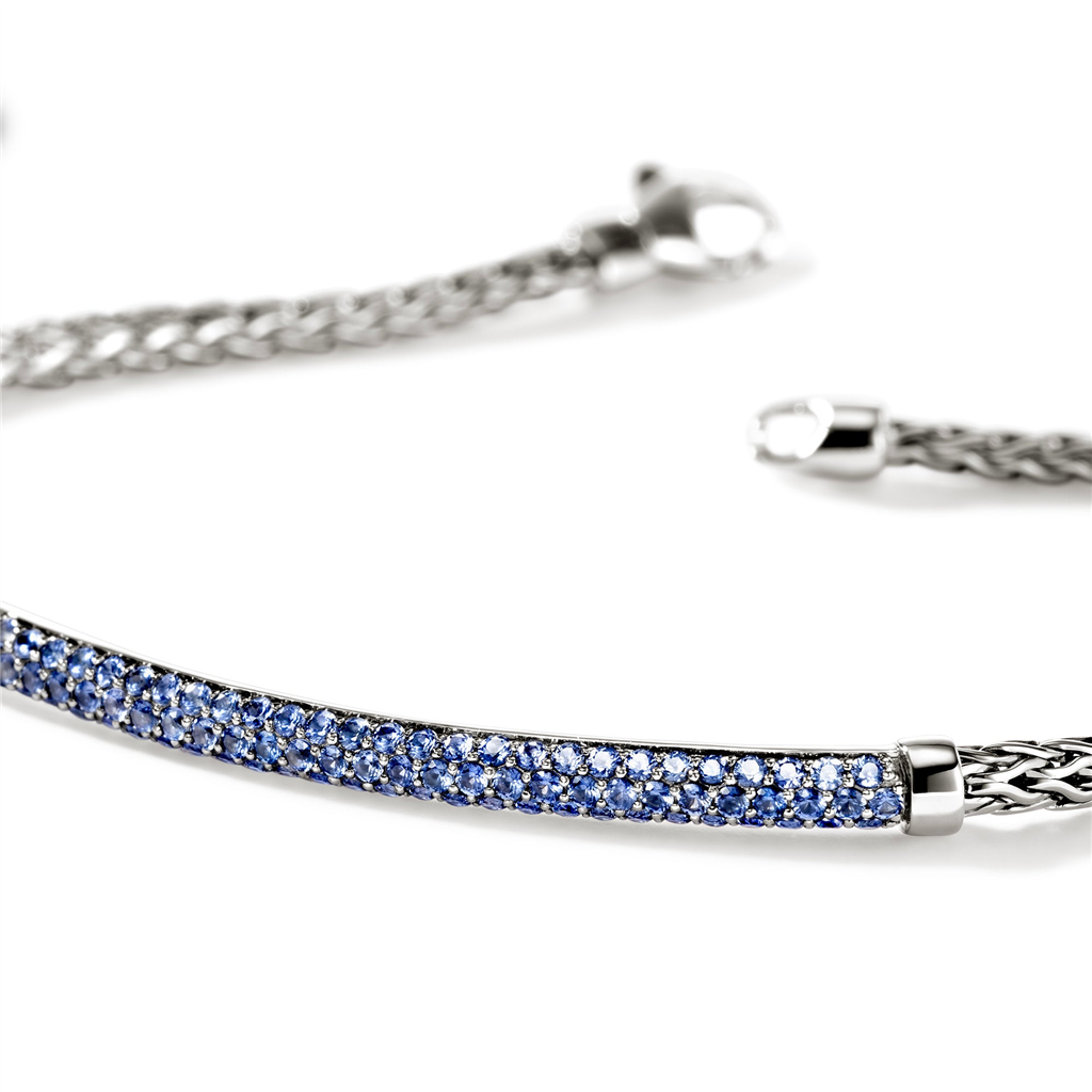 Sterling Silver Blue Sapphire Essential Pavé 2.5mm Bracelet