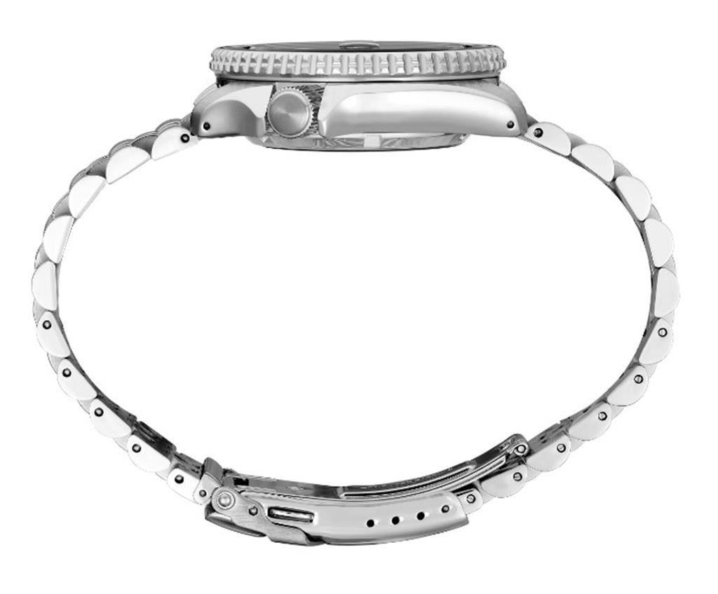 Seiko 5 Stainless Steel Orange Index Dial Sports Watch - side view