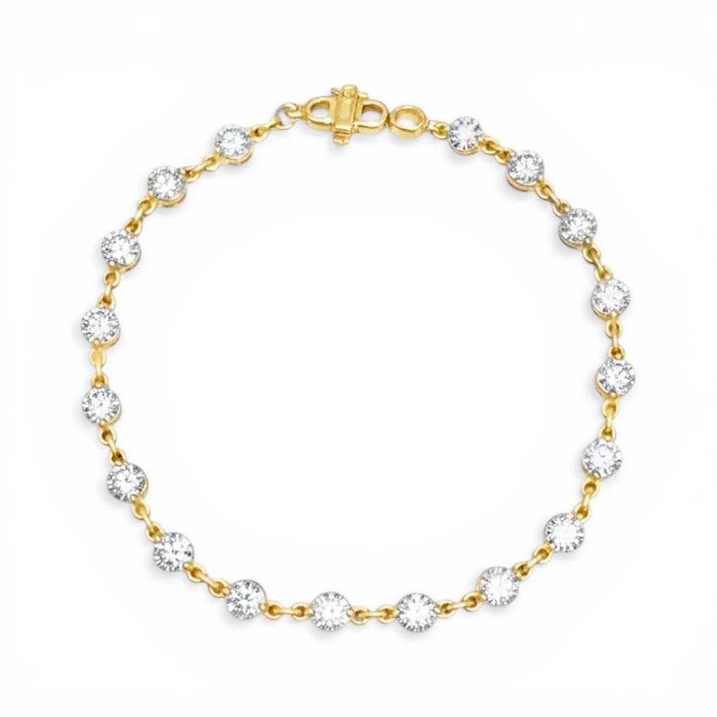 14KT Yellow Gold Shared Prong Diamond Tennis Bracelet 