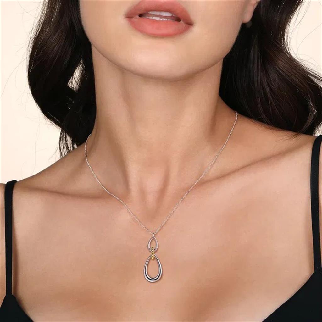 Sterling Silver and 14K Yellow Gold Bujukan Teardrop Necklace
