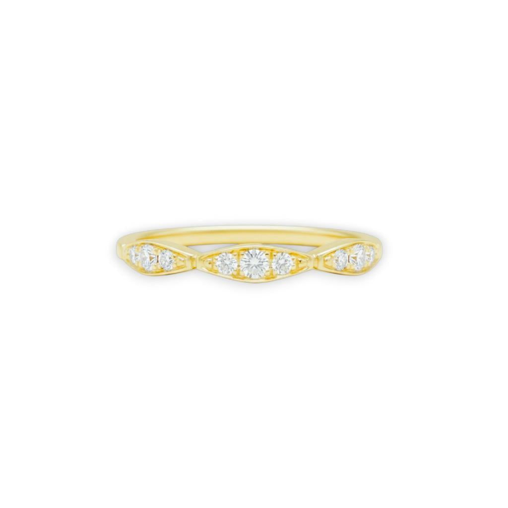 14kt Yellow Gold Elongated Scalloped Diamond Stackable Band – 0.16ct