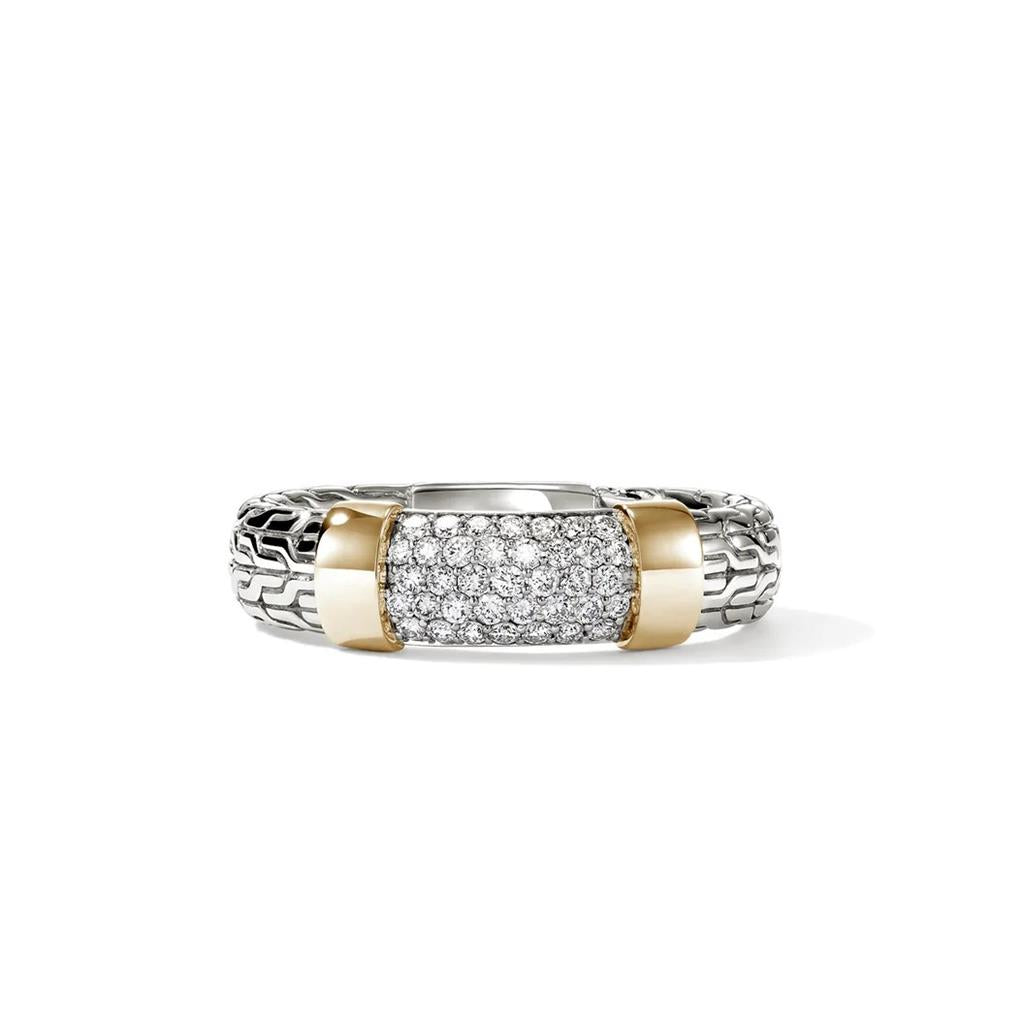 Essential Pavé Diamond Ring – 5mm Sterling Silver & 14kt Yellow Gold RZZP988702DIX7