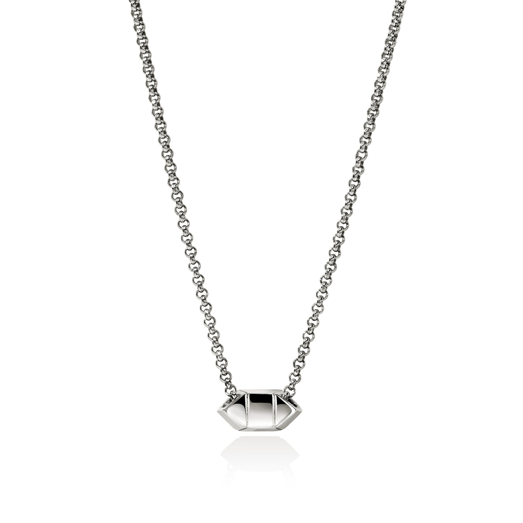 Sterling Silver Diamond Icon Stud Necklace