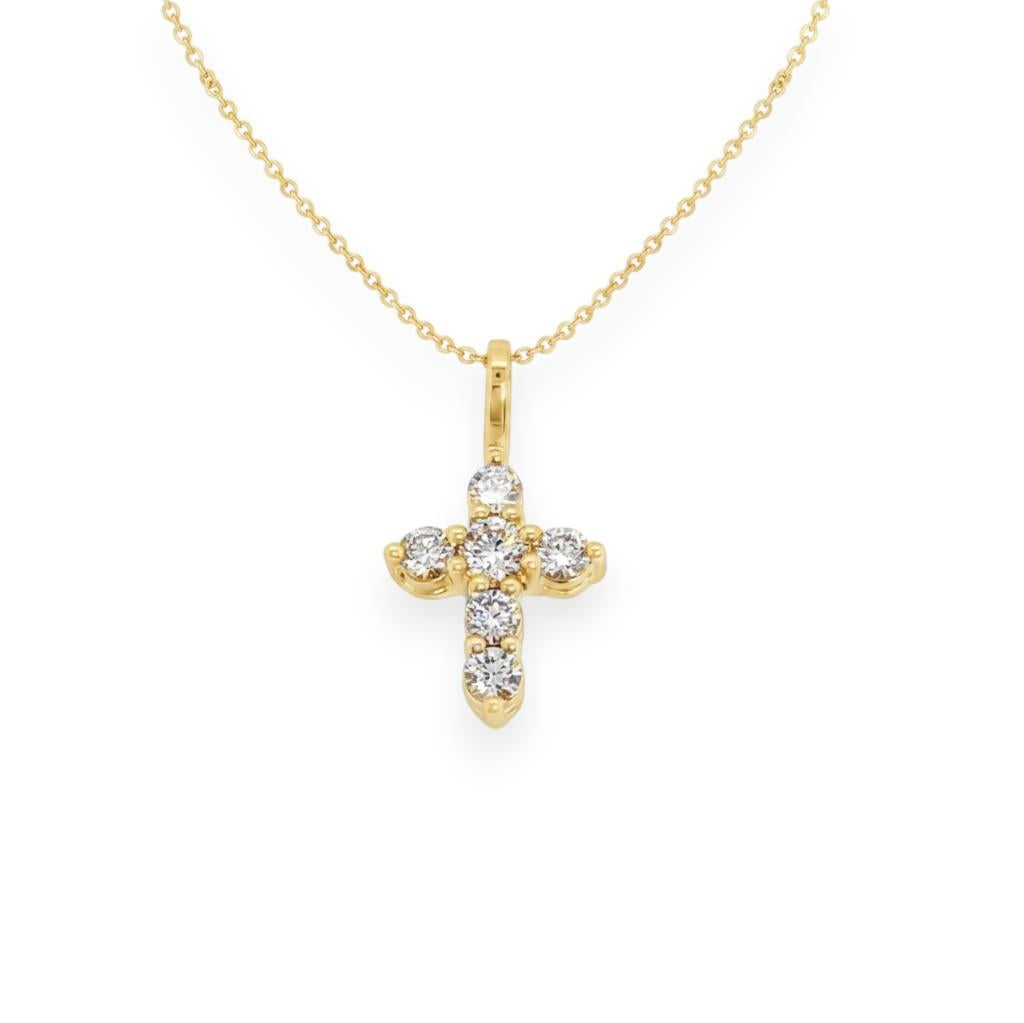 18K Yellow Gold Diamond Cross Pendant | 0.18 CTW