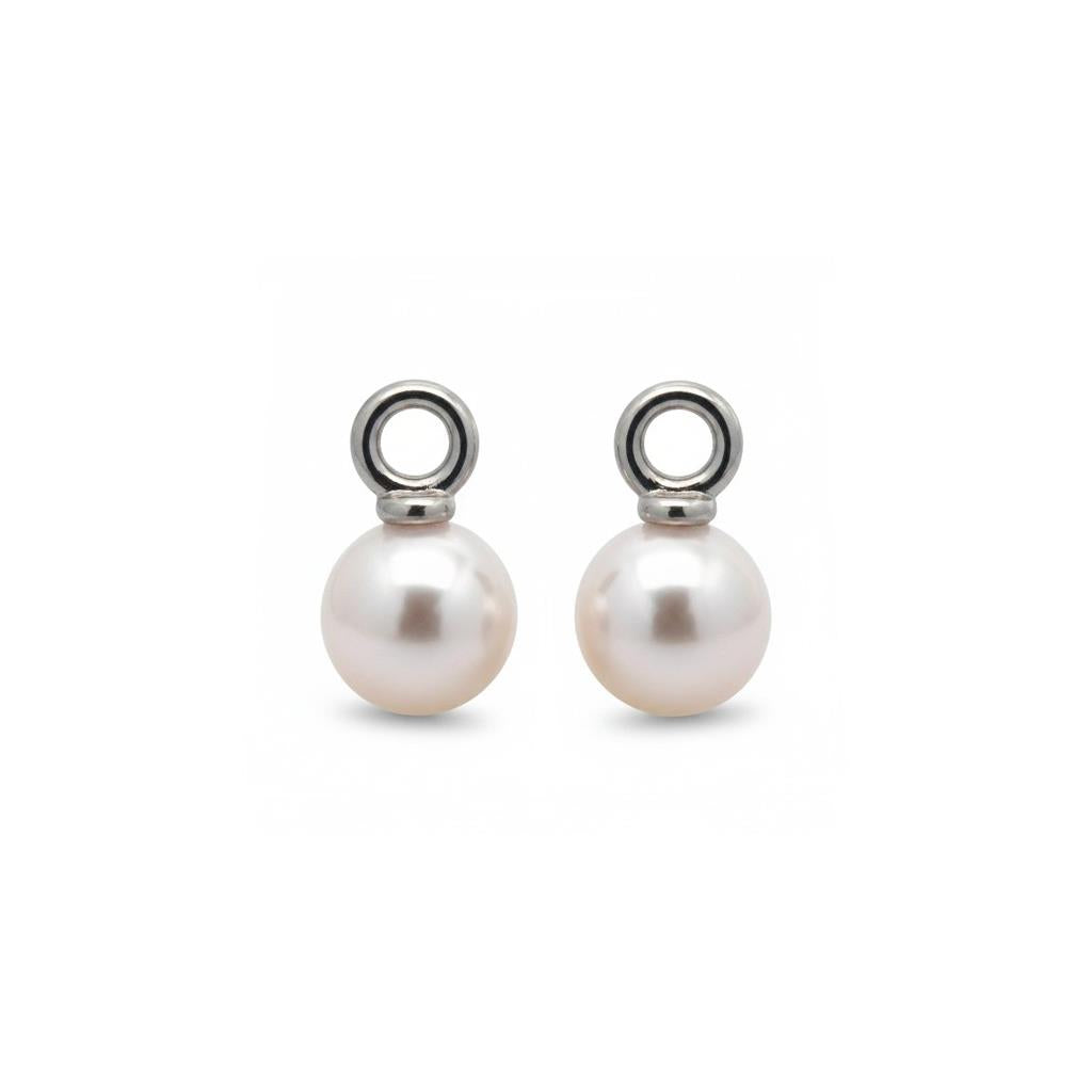 14K White Gold Pearl Drop Earring Jackets