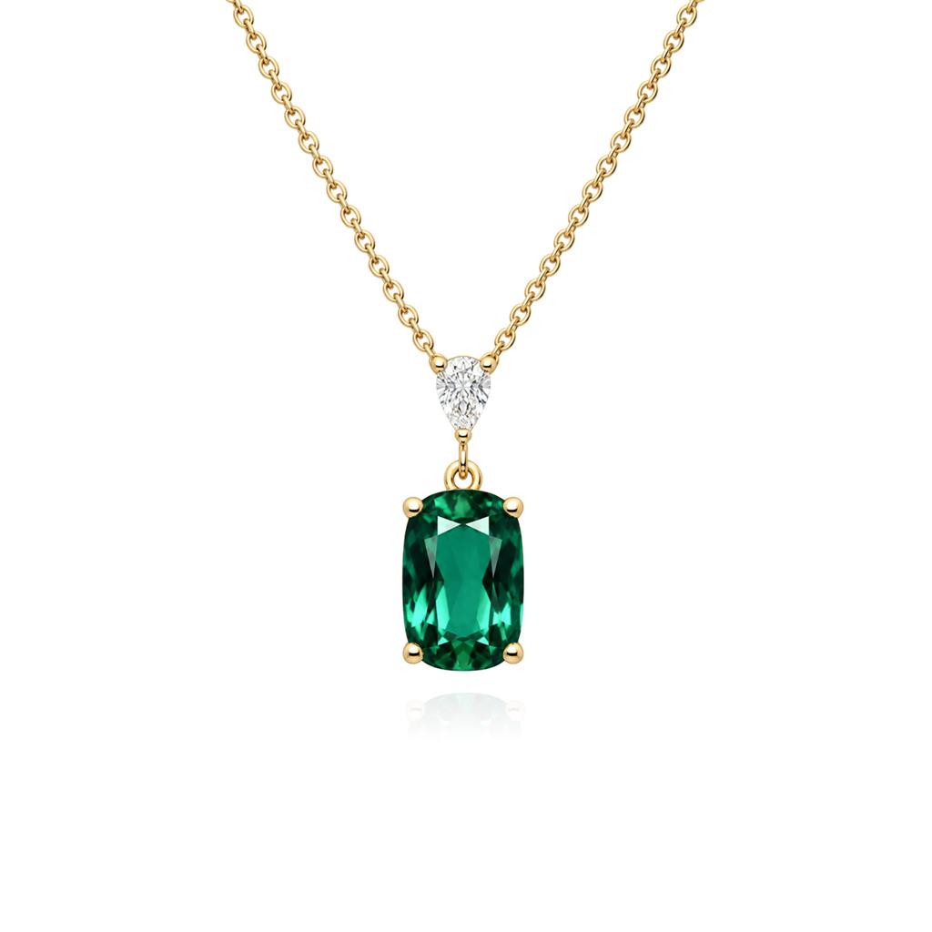 14kt Yellow Gold Green Tourmaline & Pear-Shaped Diamond Necklace