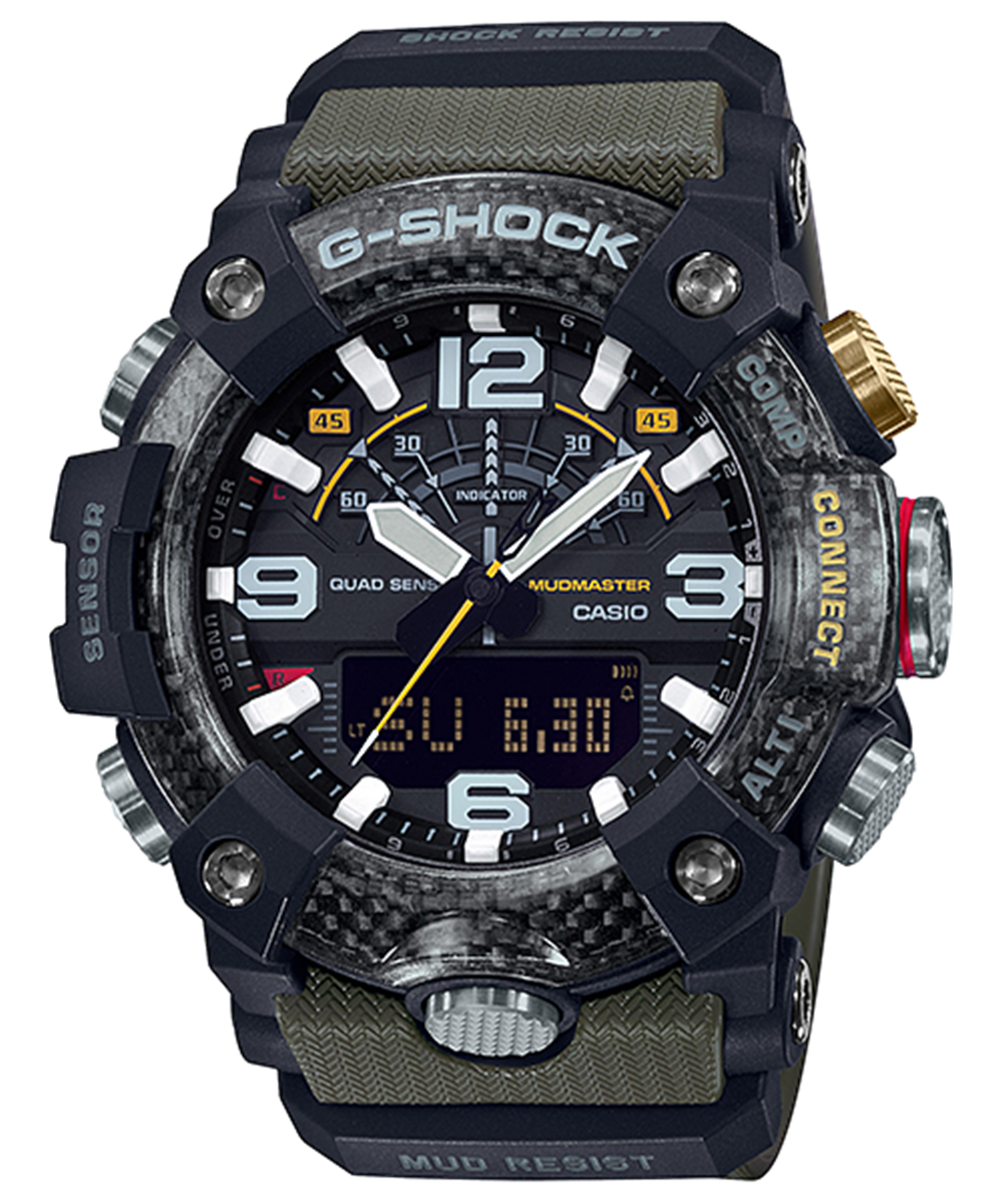 時計 CASIO G-SHOCK Mudmaster 2019 Carbon Fiber/Green Resin Mudmaster G-Shock Watch | Brinker's Jewelers