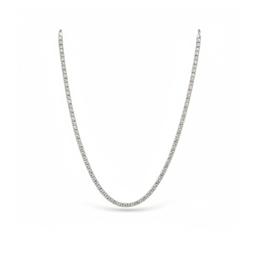 14K White Gold Diamond Half Tennis Necklace – 2.11ctw, 15–16.5"