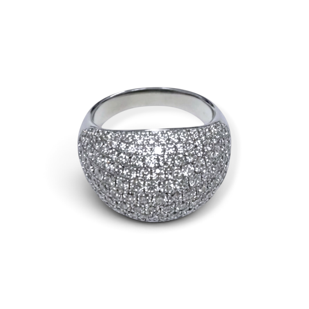 14kt White Gold Domed Pavé Diamond Fashion Ring