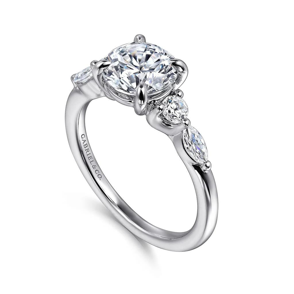 14kt White Gold 5-Stone Diamond Semi-Mounting - side view