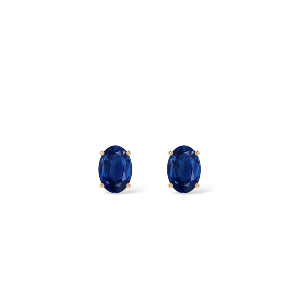 14kt Oval Deep Blue Sapphire Stud Earrings