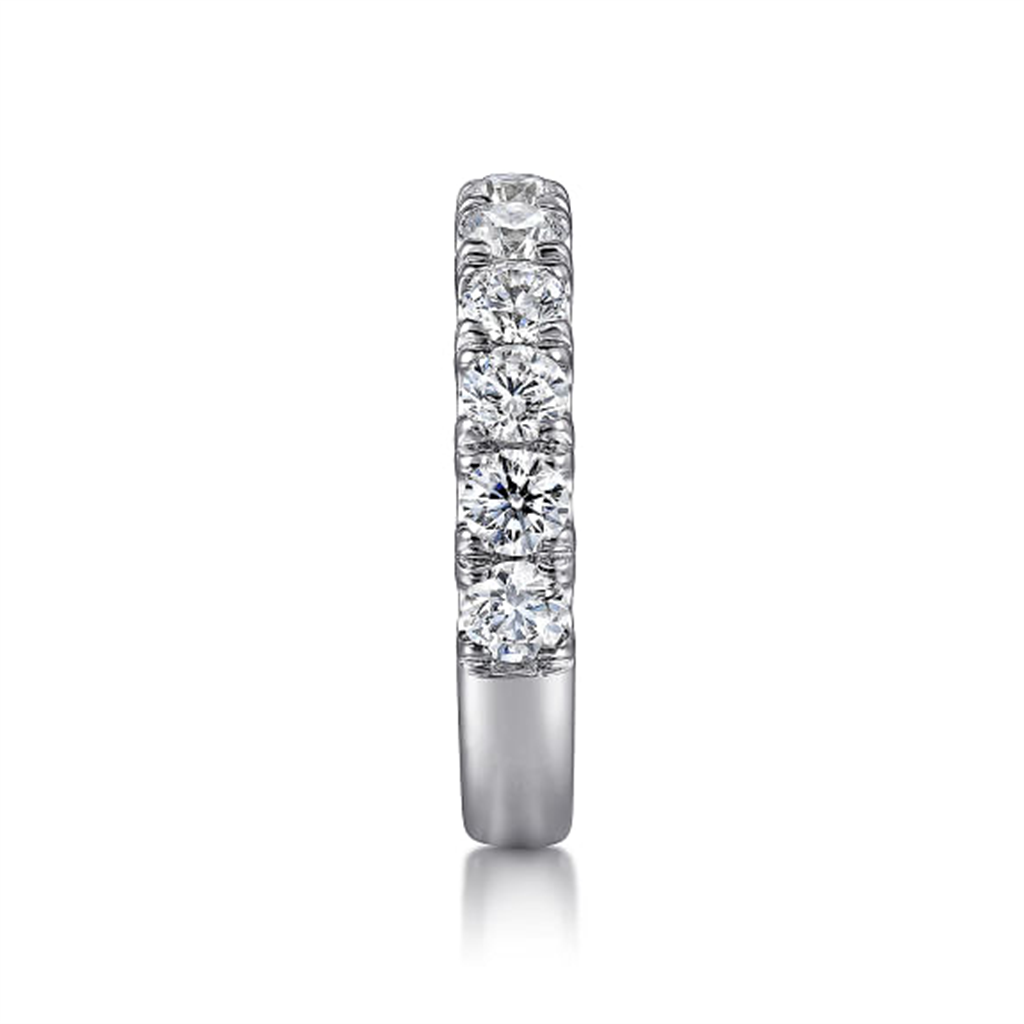 14K White Gold 11 Stone French Pave Set Diamond Wedding Band - 1.5 ct