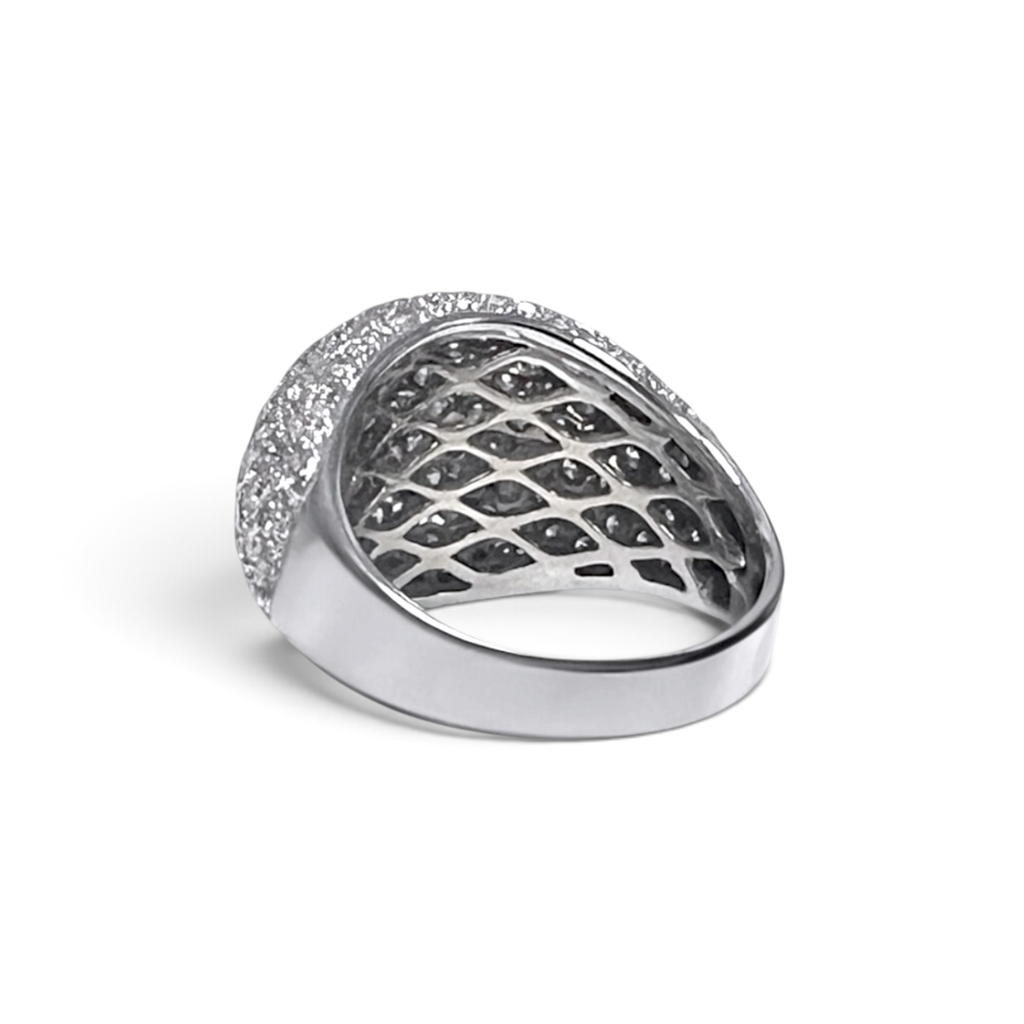 14kt White Gold Domed Pavé Diamond Fashion Ring
