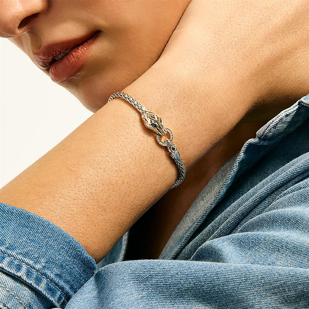 Sterling Silver Diamond & Blue Sapphire Naga Bracelet  – 3.5mm BUP603752BSPDIXUM