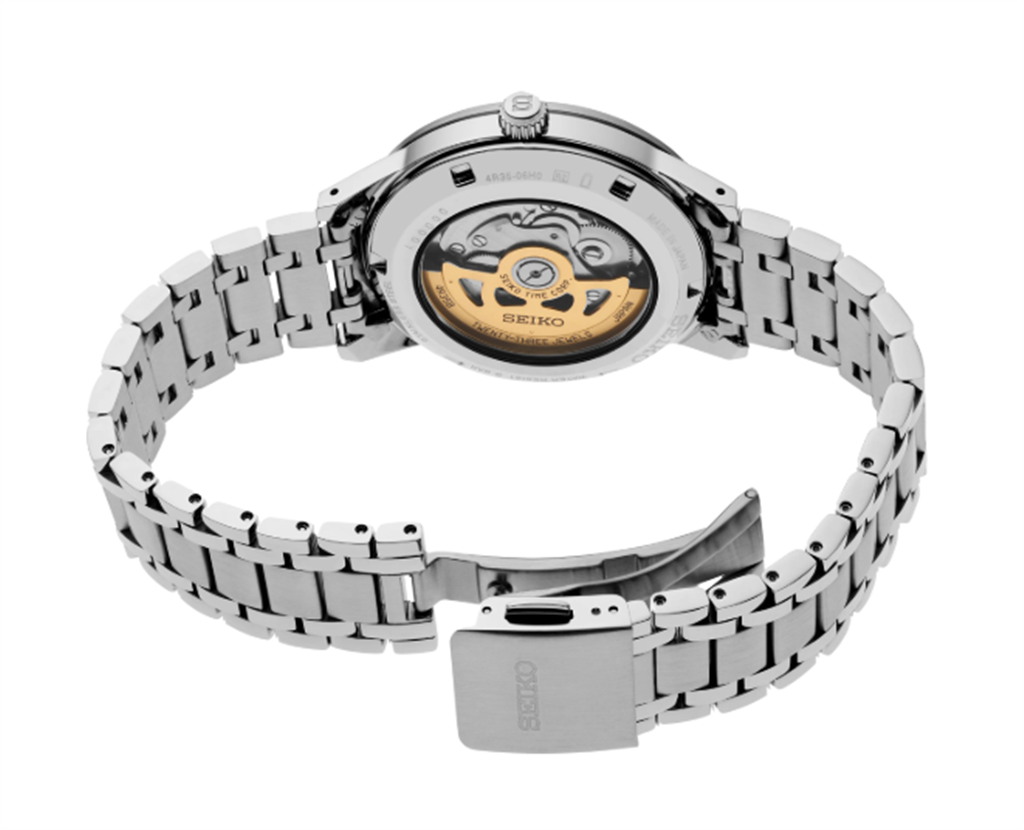 Seiko Presage Style 60s Stainless Steel Mint Green Index Dial Watch - below view