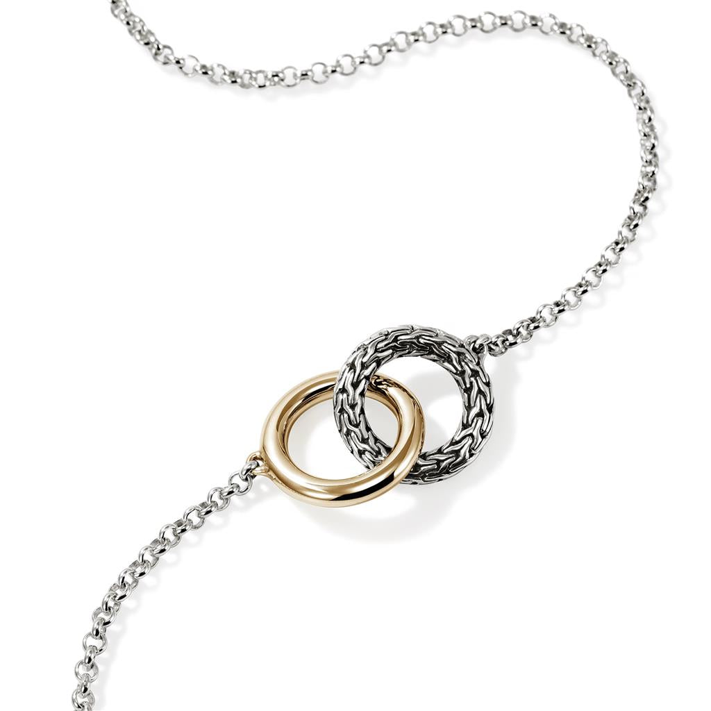 Sterling Silver & 14Kt Yellow Gold Linked Mini Rolo Chain Interlinking Necklace