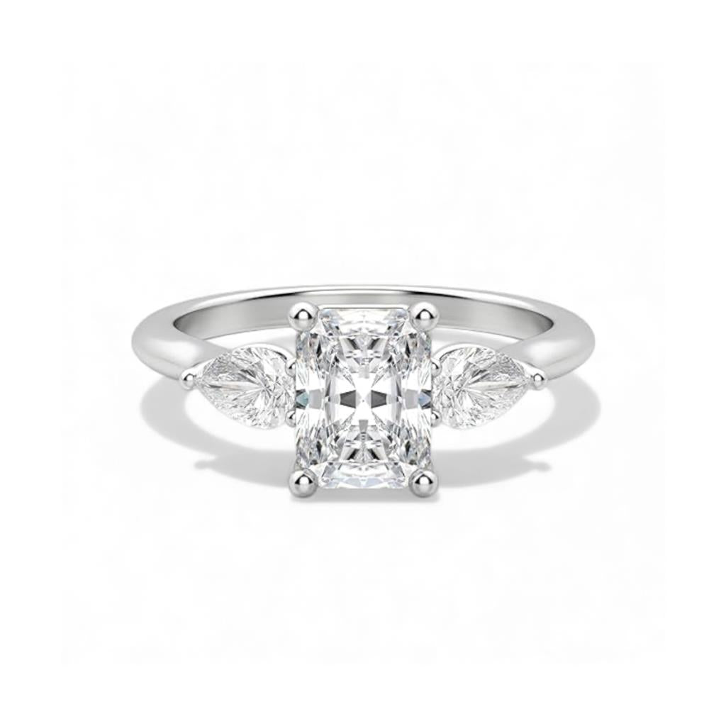 14kt White Gold Three-Stone Radiant Cut Diamond Engagement Ring