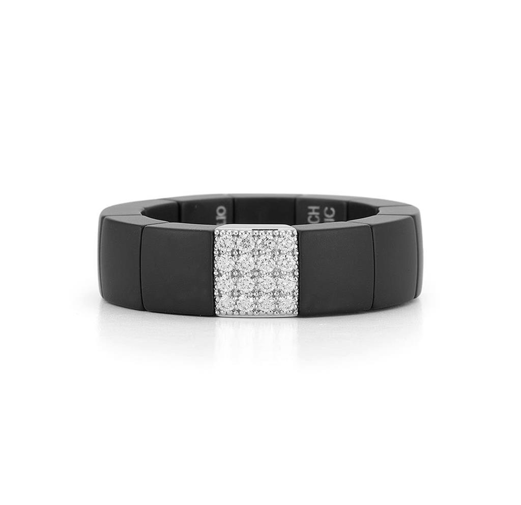 Demeglio Black Ceramic & 18KT White Gold Diamond Bar Ring