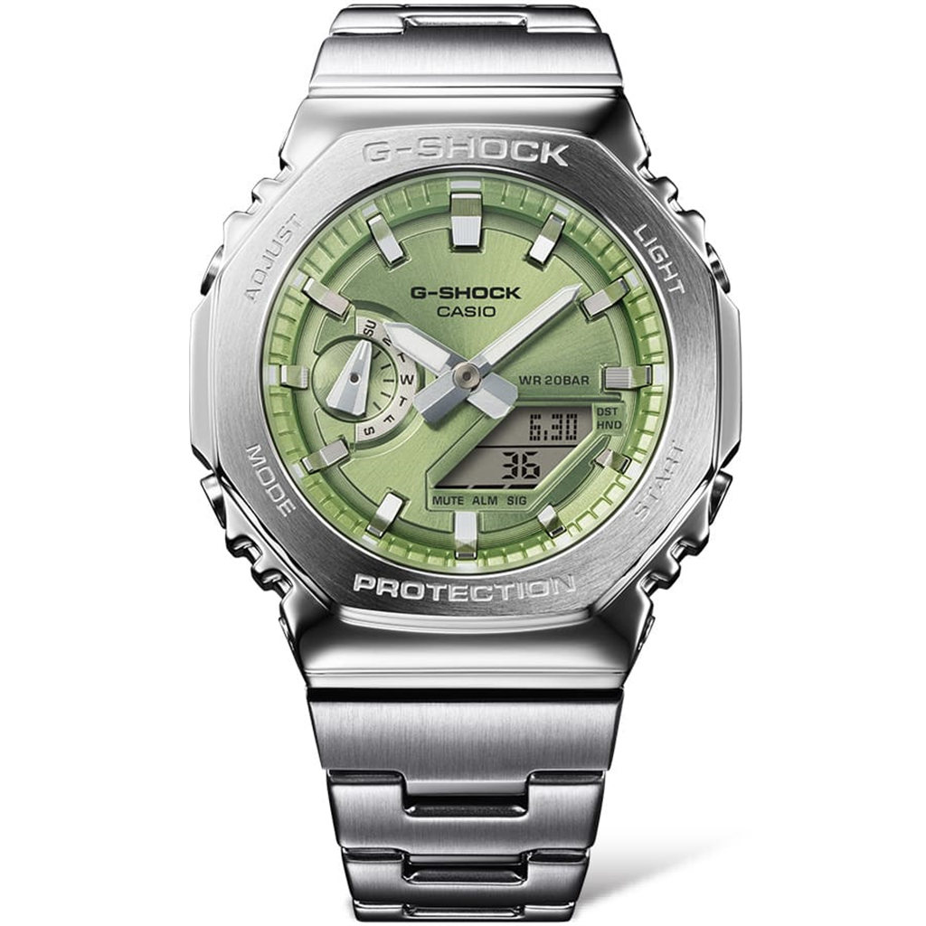 G-Shock Stainless Steel Green Index/Digital G-Steel Watch GM2110D-3A