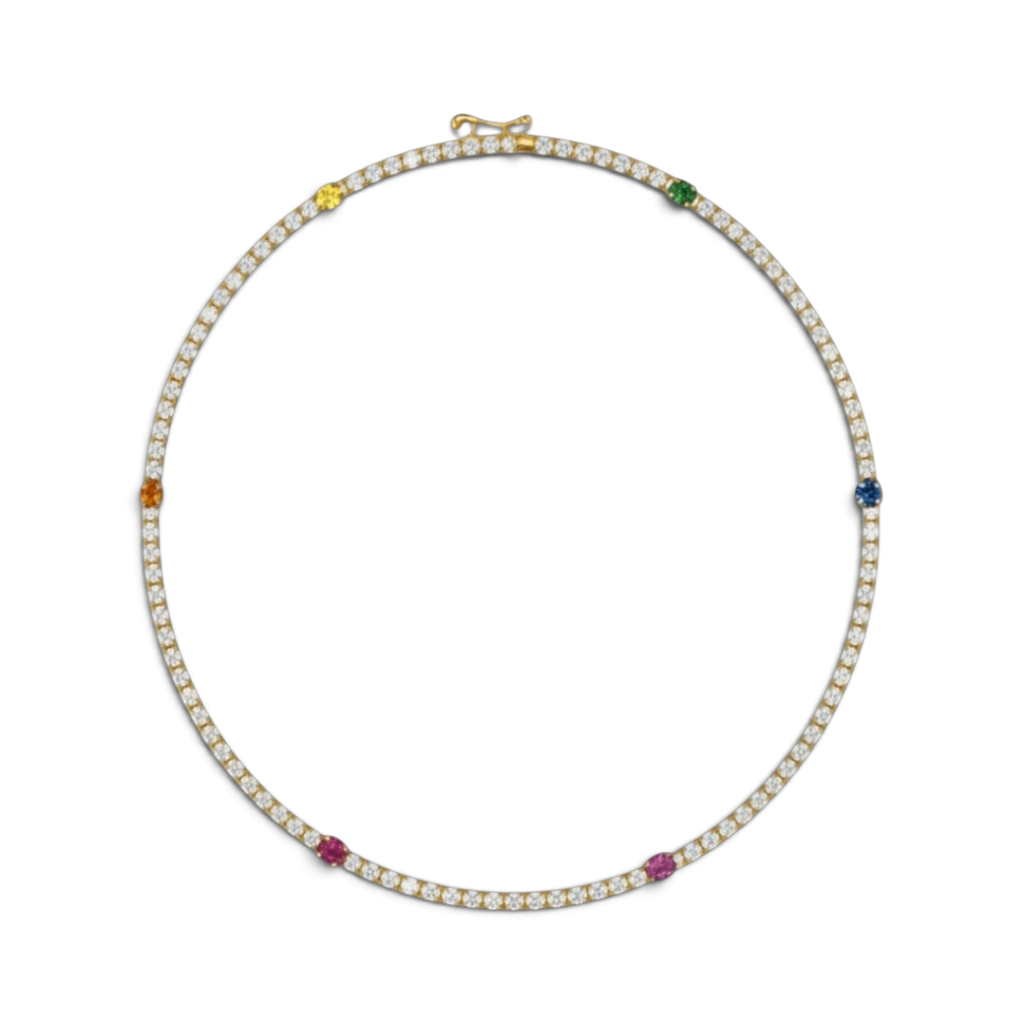 14KT Yellow Gold Multicolor Sapphire Tennis Bracelet