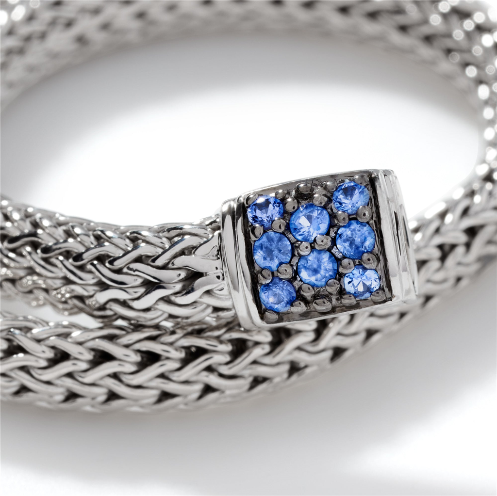 Sterling Silver Lava Extra Small Chain Bracelet with Blue Sapphires BBS96002BSPXUM