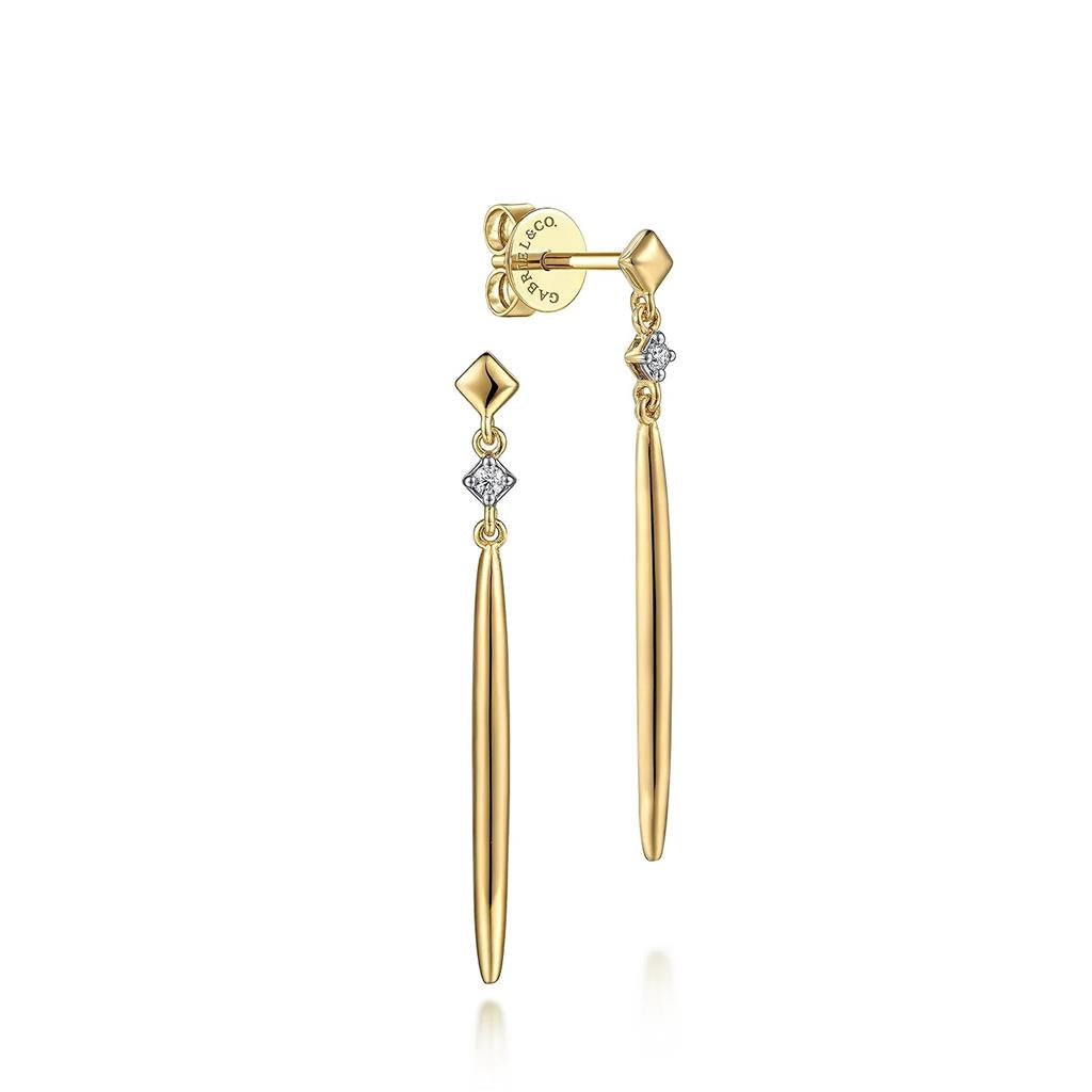 14KT Yellow Gold Diamond Spike Dangle Earrings
