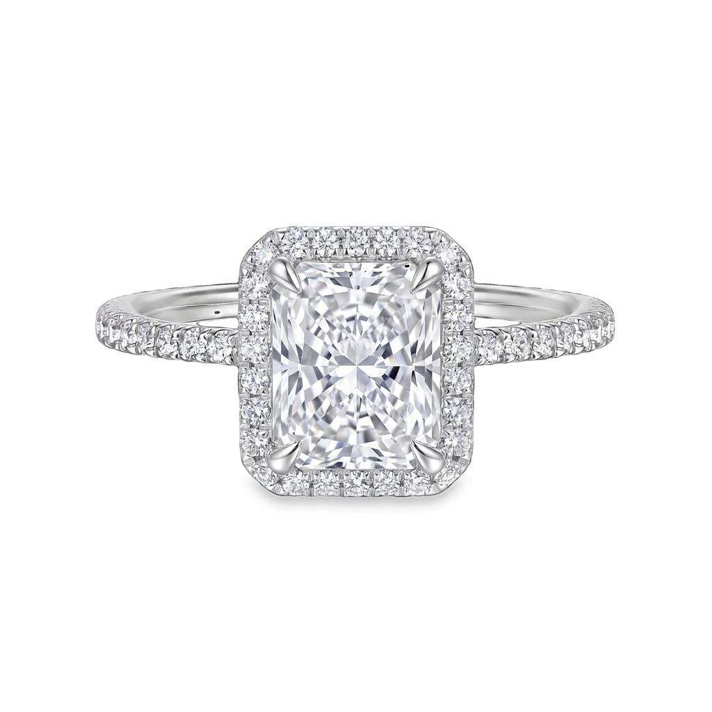 14kt White Gold Radiant Hidden Halo Diamond Semi-Mount
