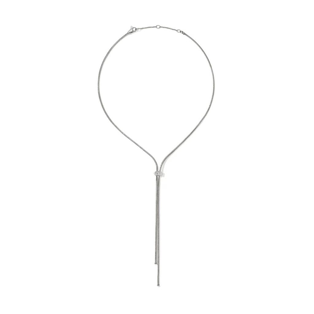 Sterling Silver Diamond Icon Stud Lariat Necklace