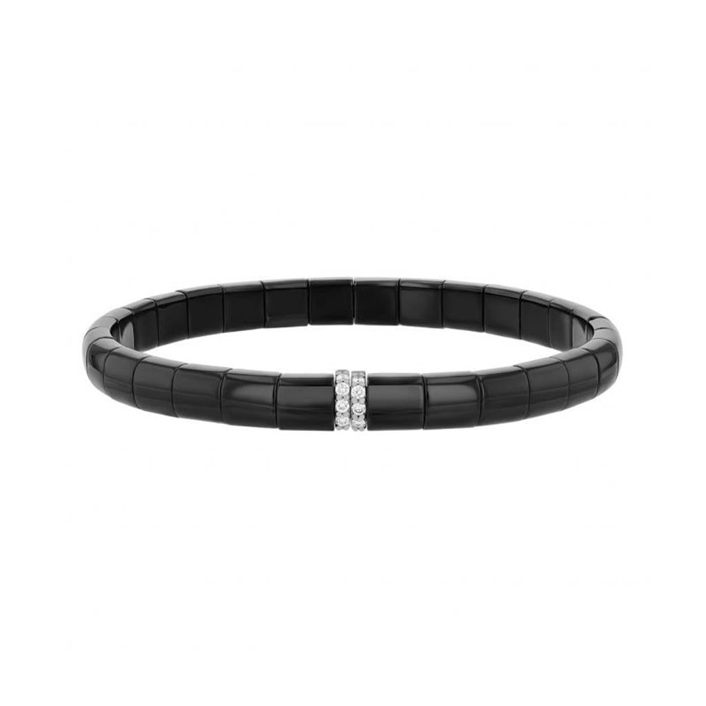 Demeglio Black Ceramic & 18KT White Gold Diamond Bar Bracelet