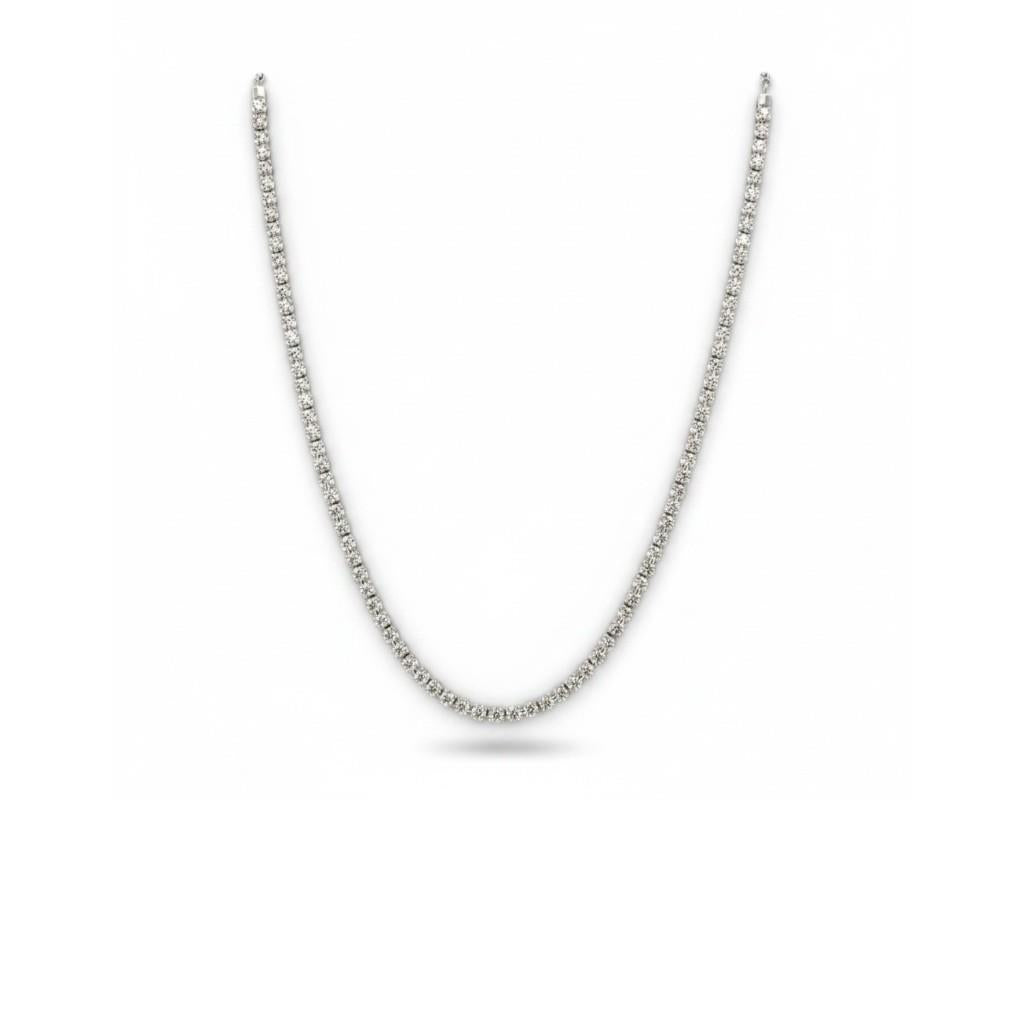 14K White Gold Diamond Half Tennis Necklace – 2.11ctw, 15–16.5"