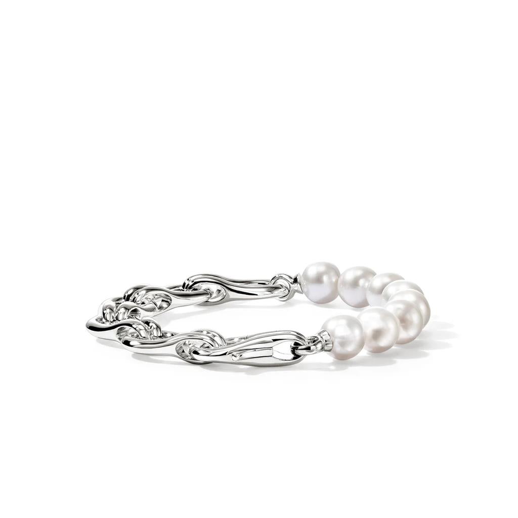 Sterling Silver & Freshwater Pearl Surf Link Bracelet 