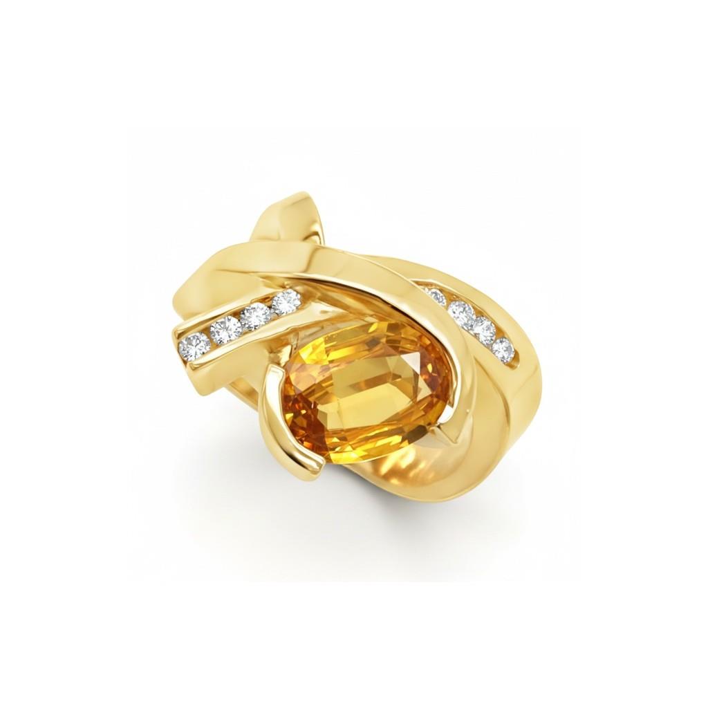 14kt Yellow Gold Yellow Sapphire & Diamond Freeform Fashion Ring