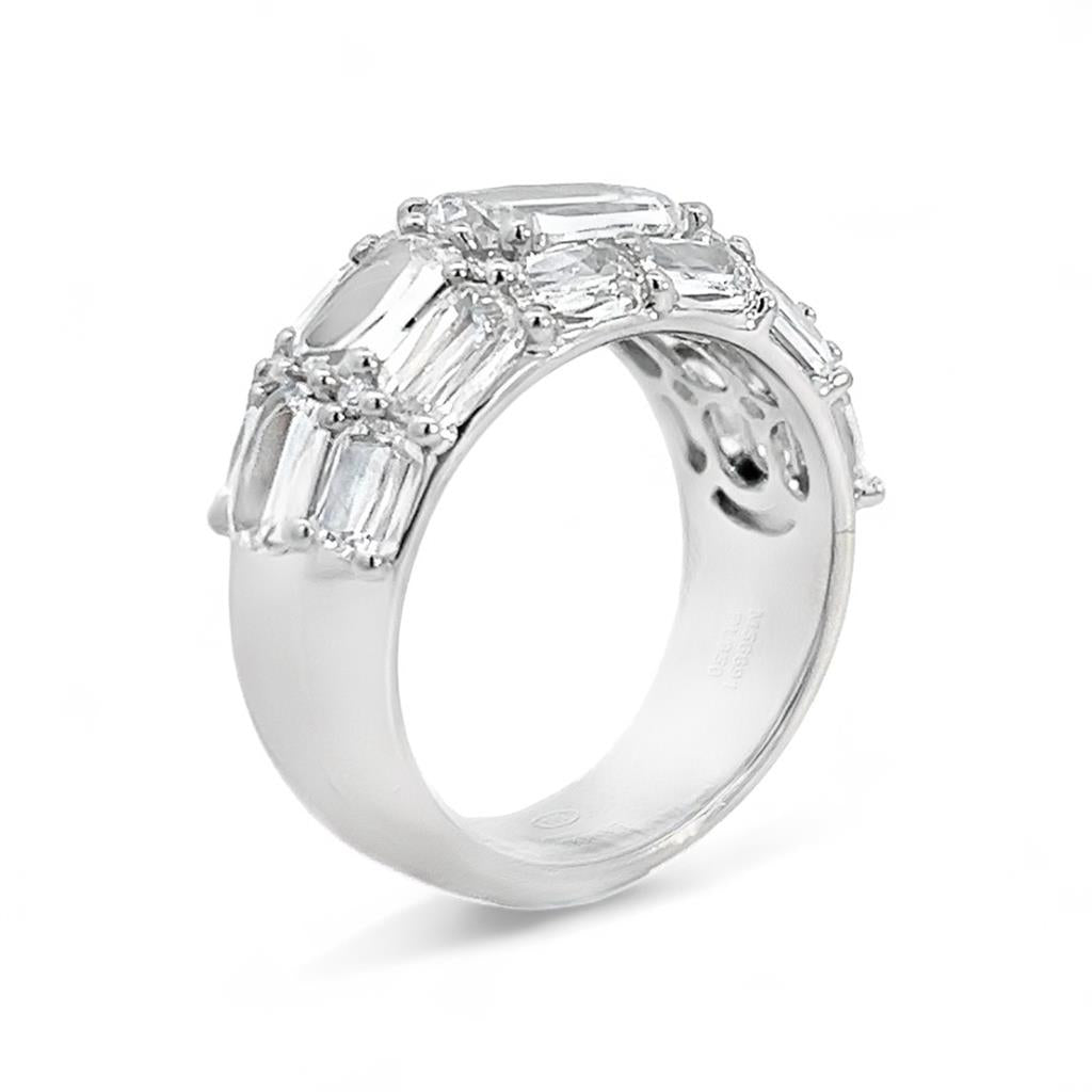 Platinum Criss Cut Diamond Fashion Ring - side view