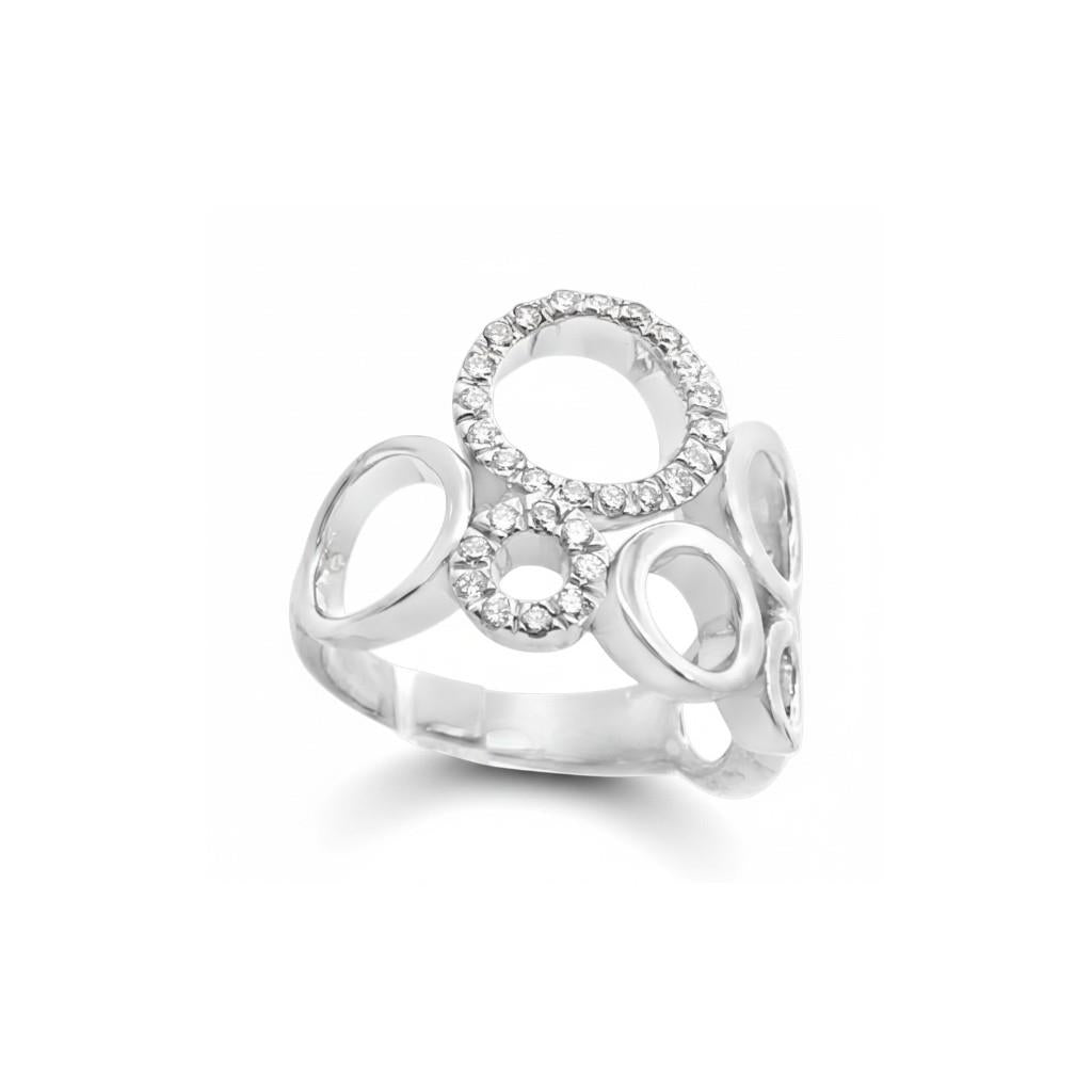 14kt White Gold Diamond Open Circles Ring – Size 6