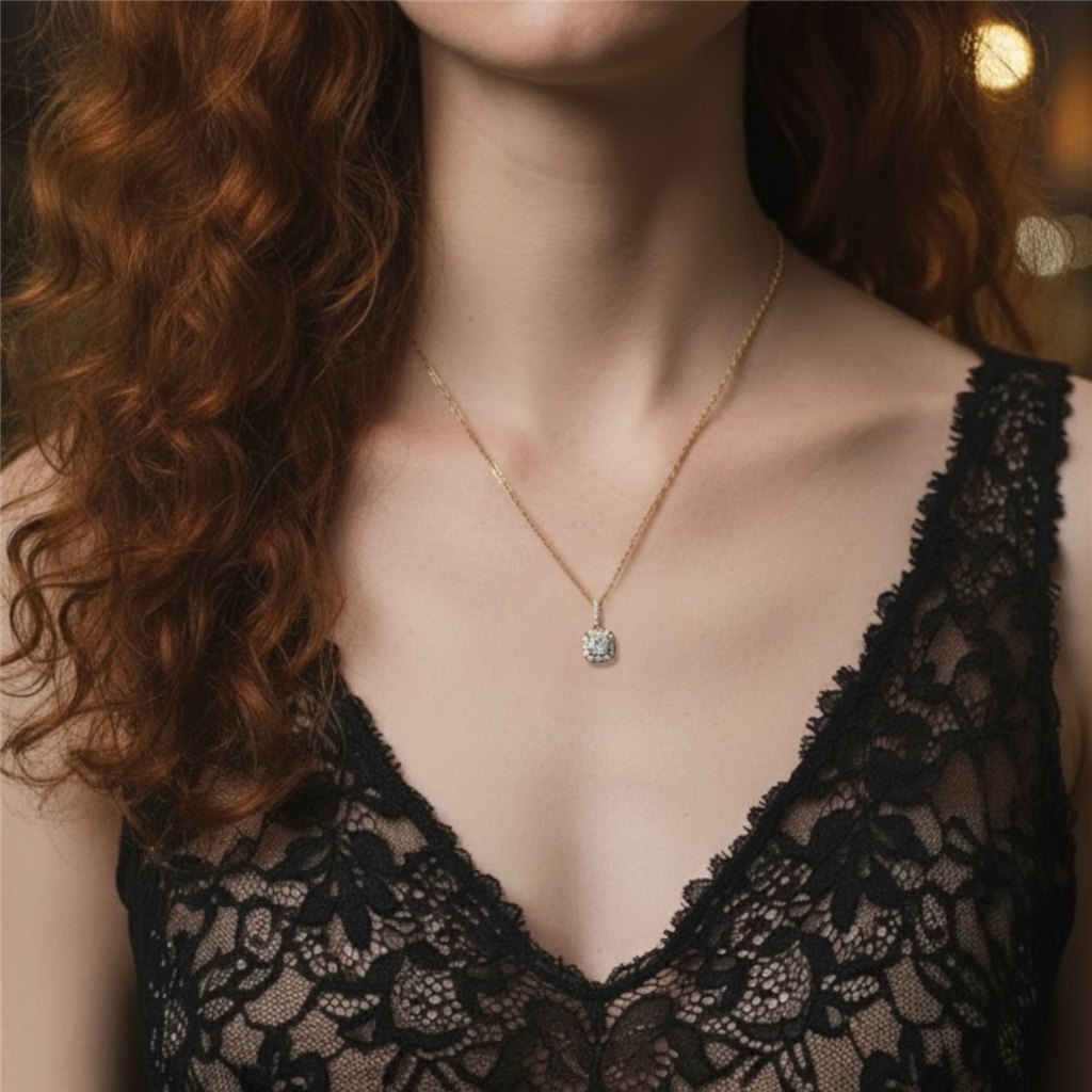 Eternity Square Halo Diamond Pendant