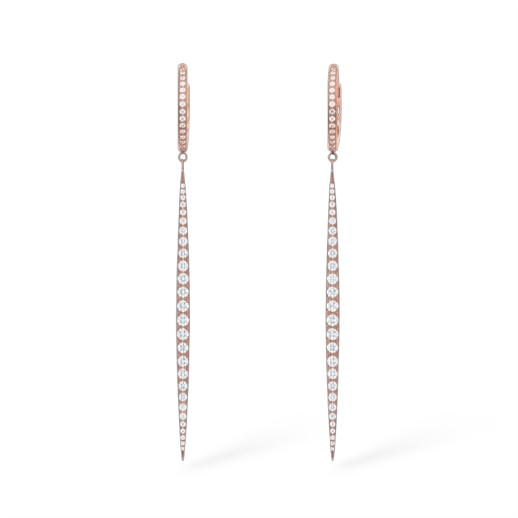 14K Rose Gold Diamond Dangle Fashion Earrings | 0.71ct