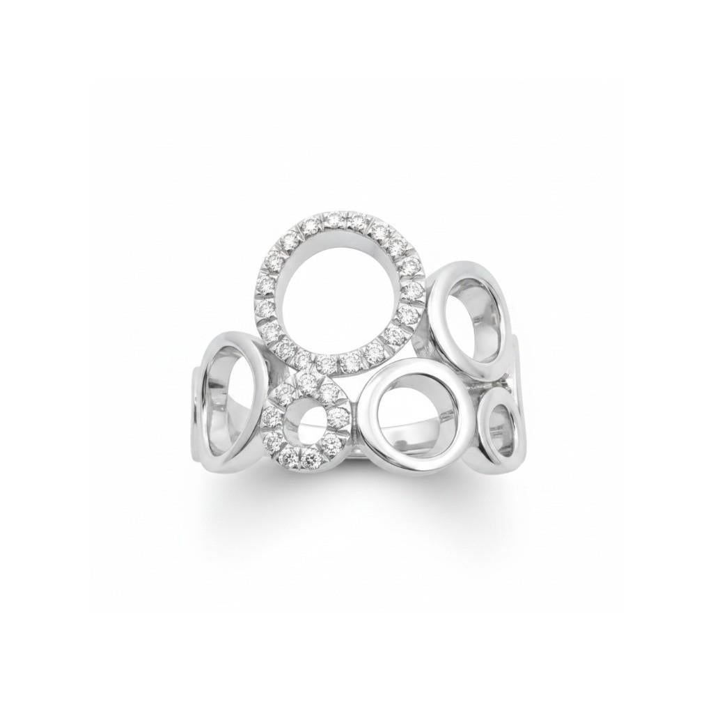 14kt White Gold Diamond Open Circles Ring – Size 6