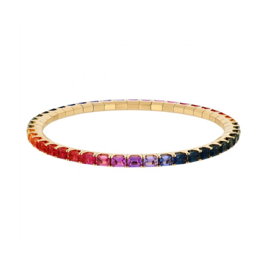 Demeglio 18KT Yellow Gold 6.30ct Rainbow Sapphire Bracelet