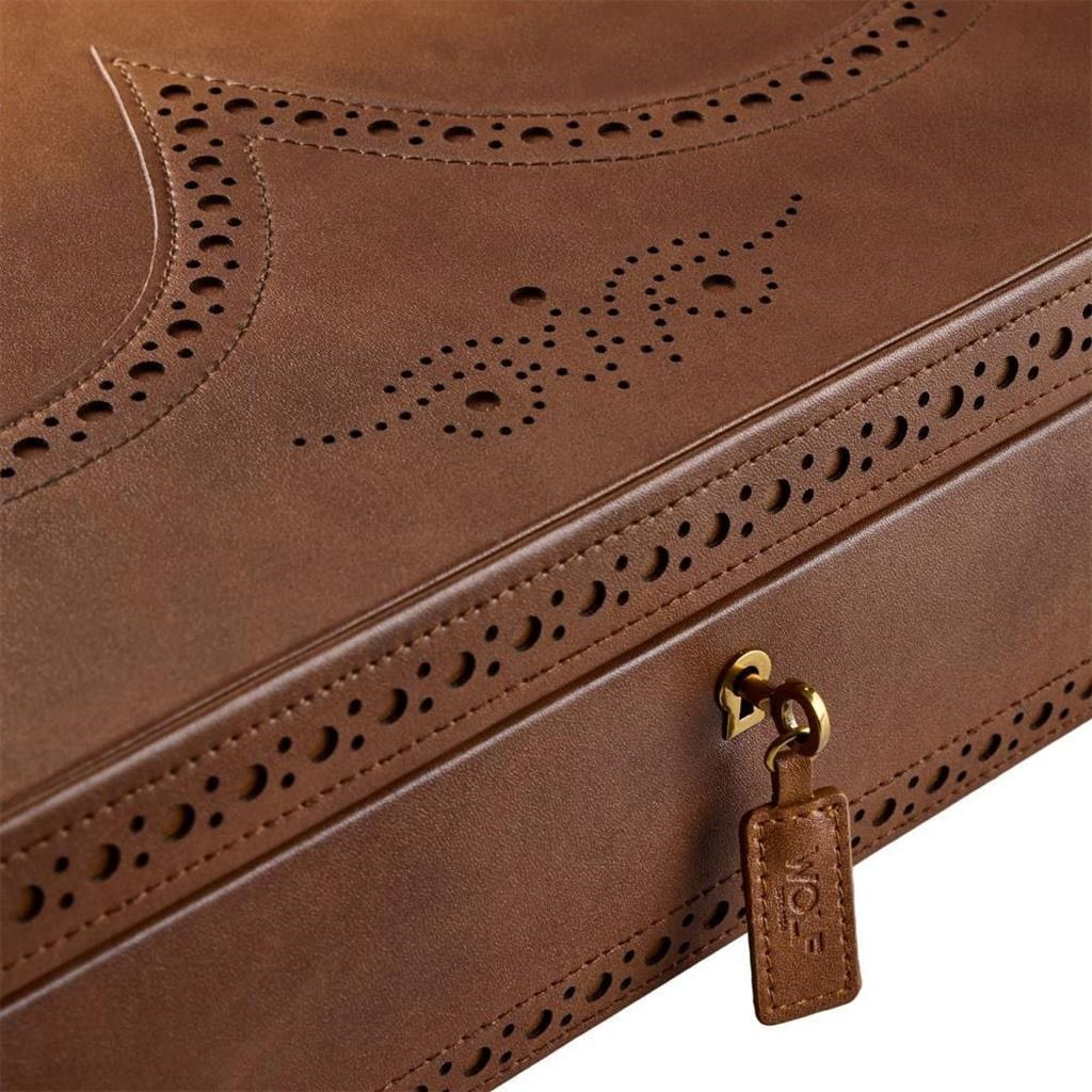 WOLF 1834 441006 Brogue 10 Piece Watch Box in Burnished Brown