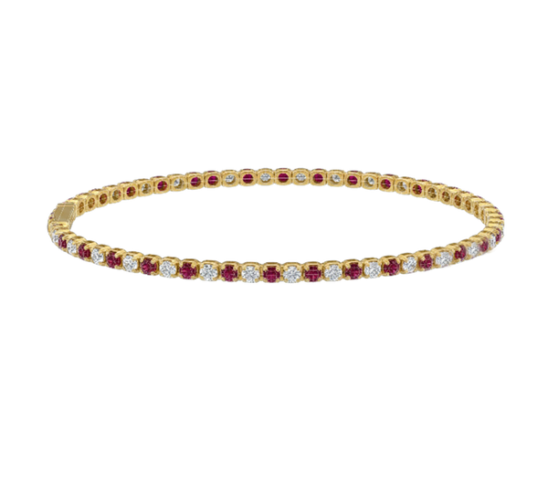 14kt Yellow Gold Diamond & Ruby Tennis Bracelet