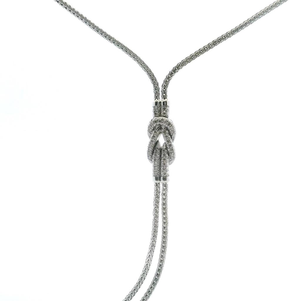 Sterling Silver Diamond Love Knot Y Necklace