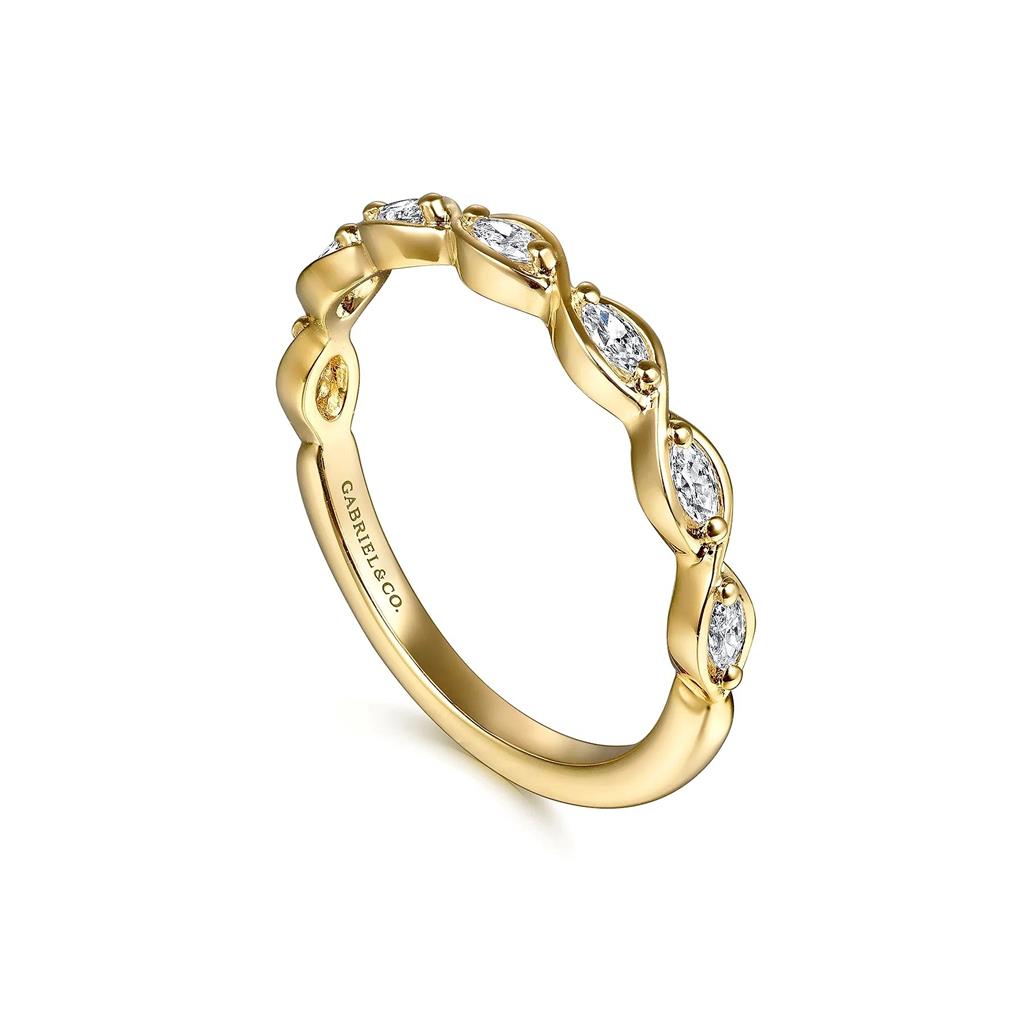 14K Yellow Gold Marquise Diamond Wedding Band