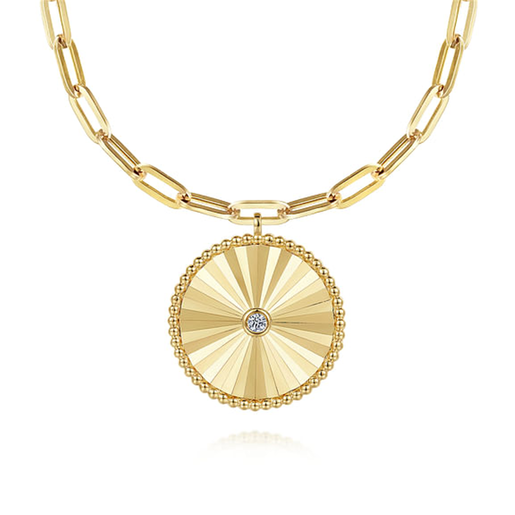 14KT Yellow Gold Medallion Chain Necklace 