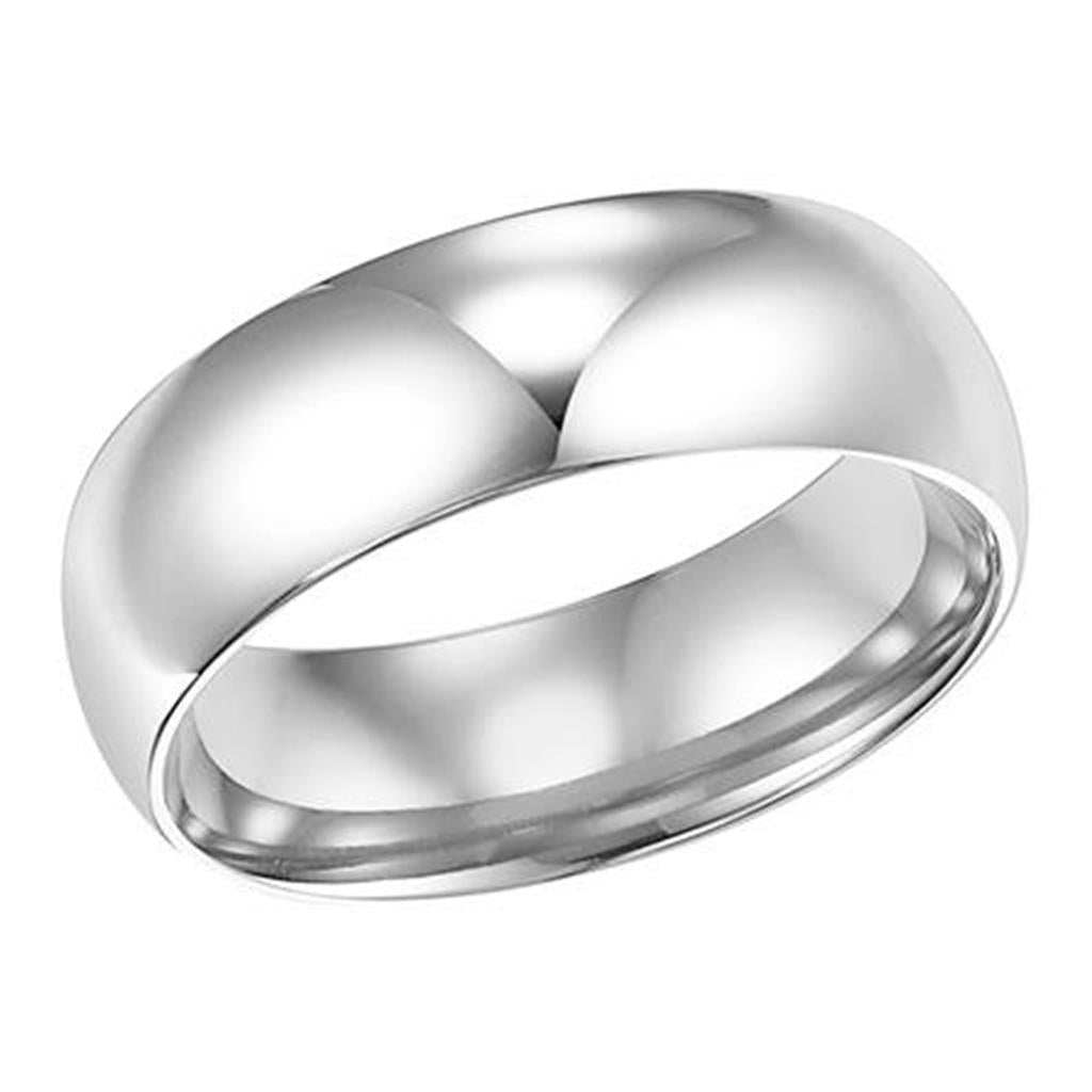14Kt White Gold 7mm Comfort Fit Low Dome Wedding Band
