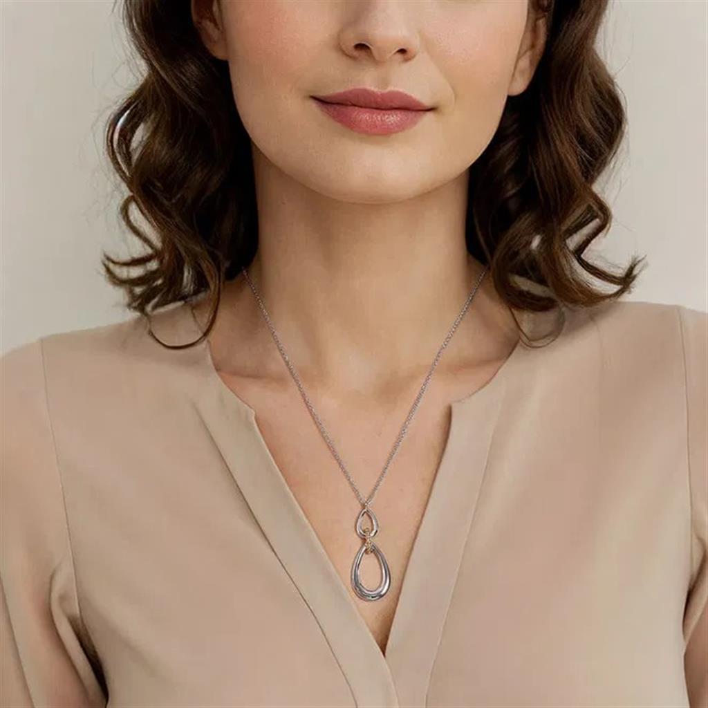 Sterling Silver and 14K Yellow Gold Bujukan Teardrop Necklace